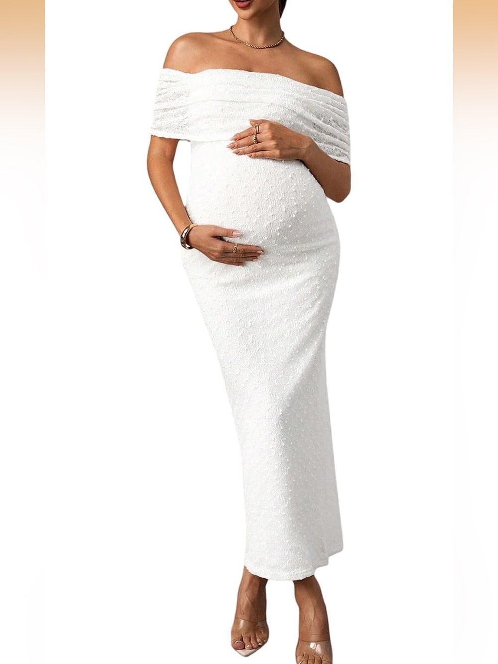 SweatyRocks  Maternity Off Shoulder Maxi Dress S. 614/bb16-1:v